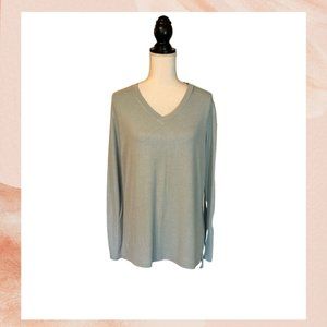 Sage Soft Knit V-Neck Shirt